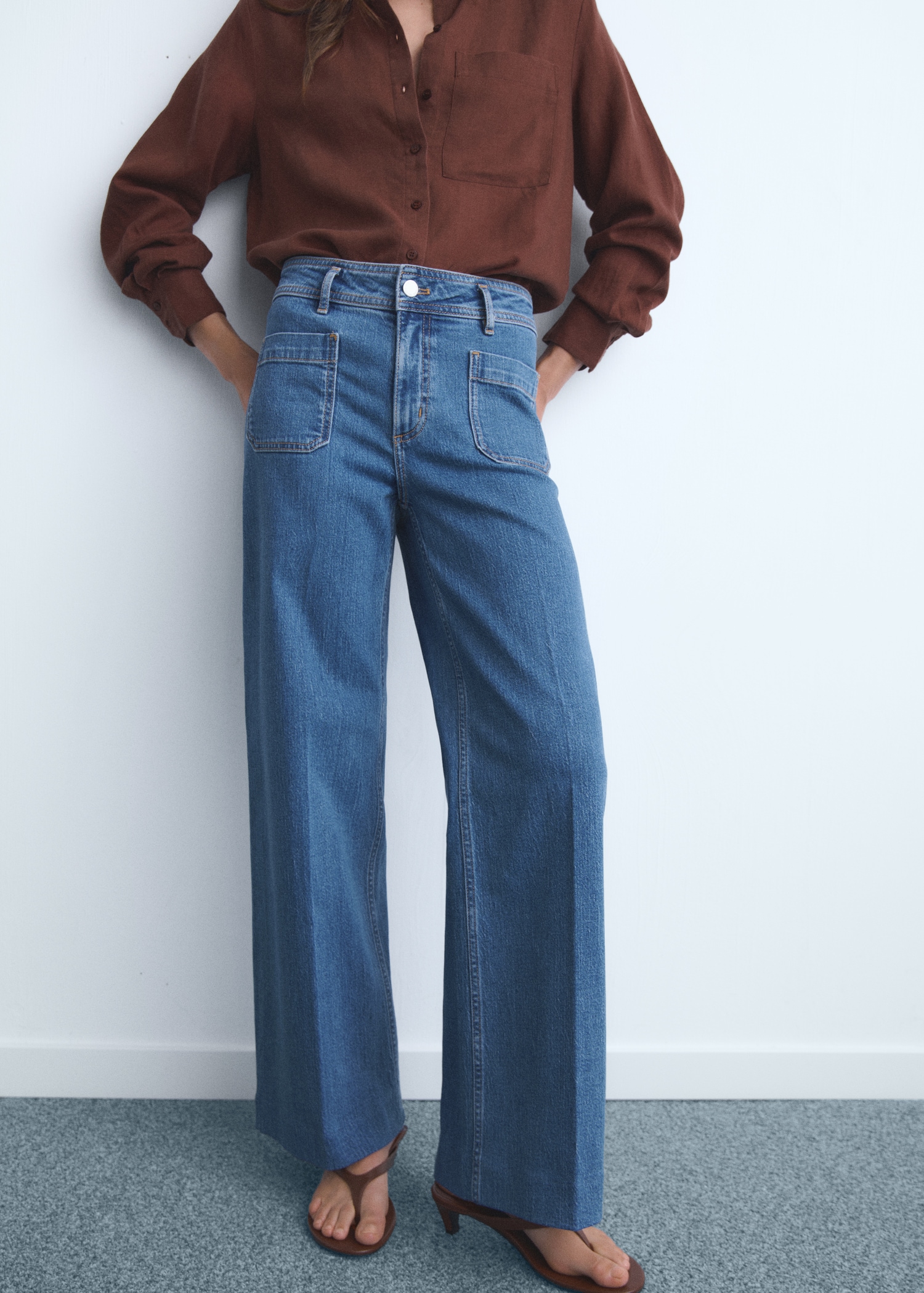 Wide Leg Jeans With Pockets - Women | Mango United Kingdom