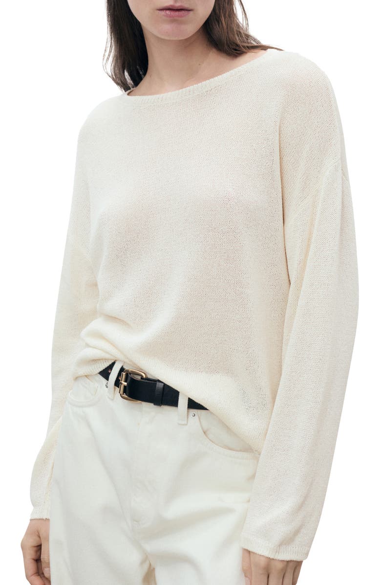 Boat Neck Cotton Blend Sweater