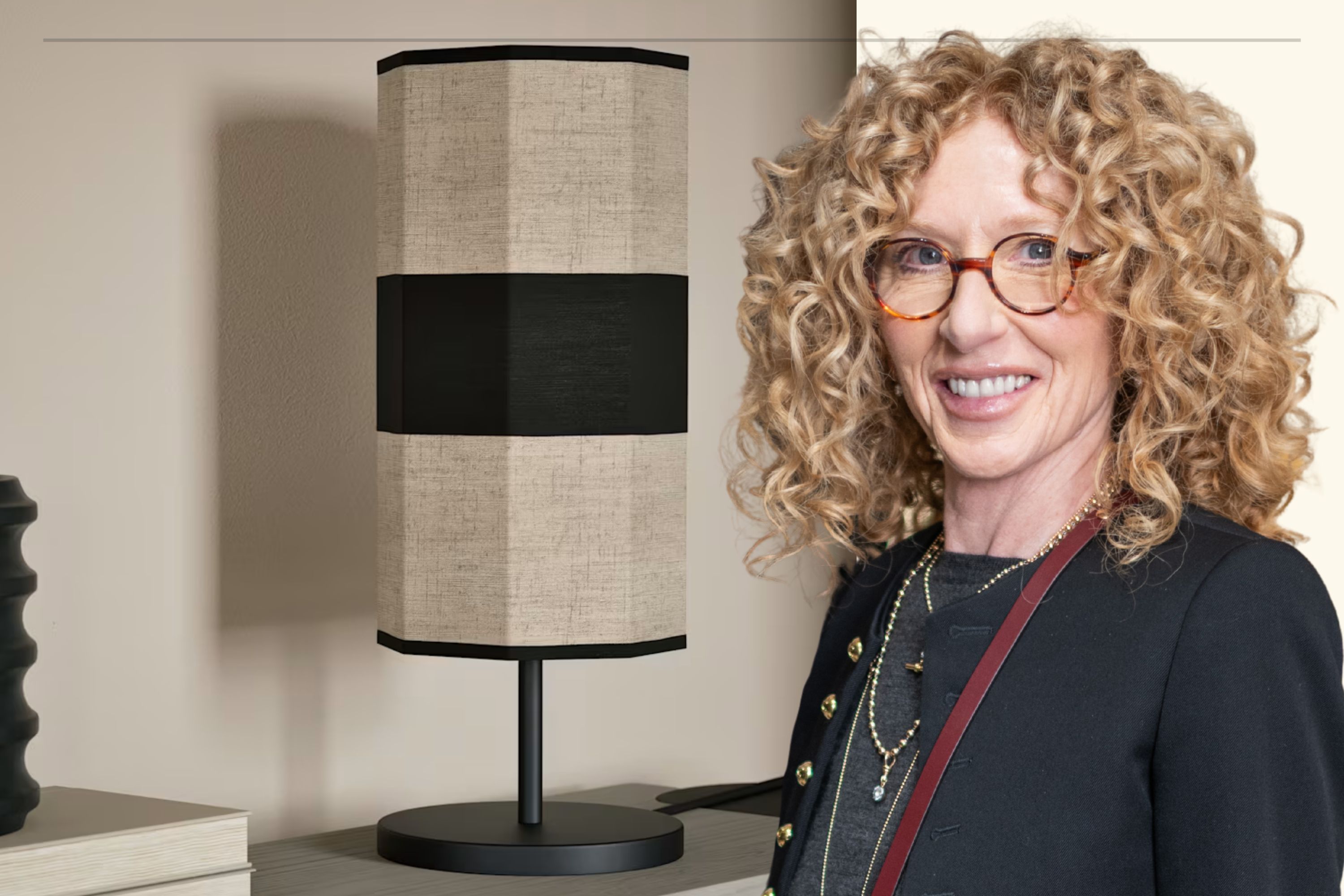 Kelly Hoppen and banded lamp from new M&amp;S collection