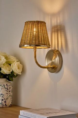 Next Brass Stratford Woven Rattan Wall Light