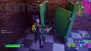 Destroying a toilet in Fortnite