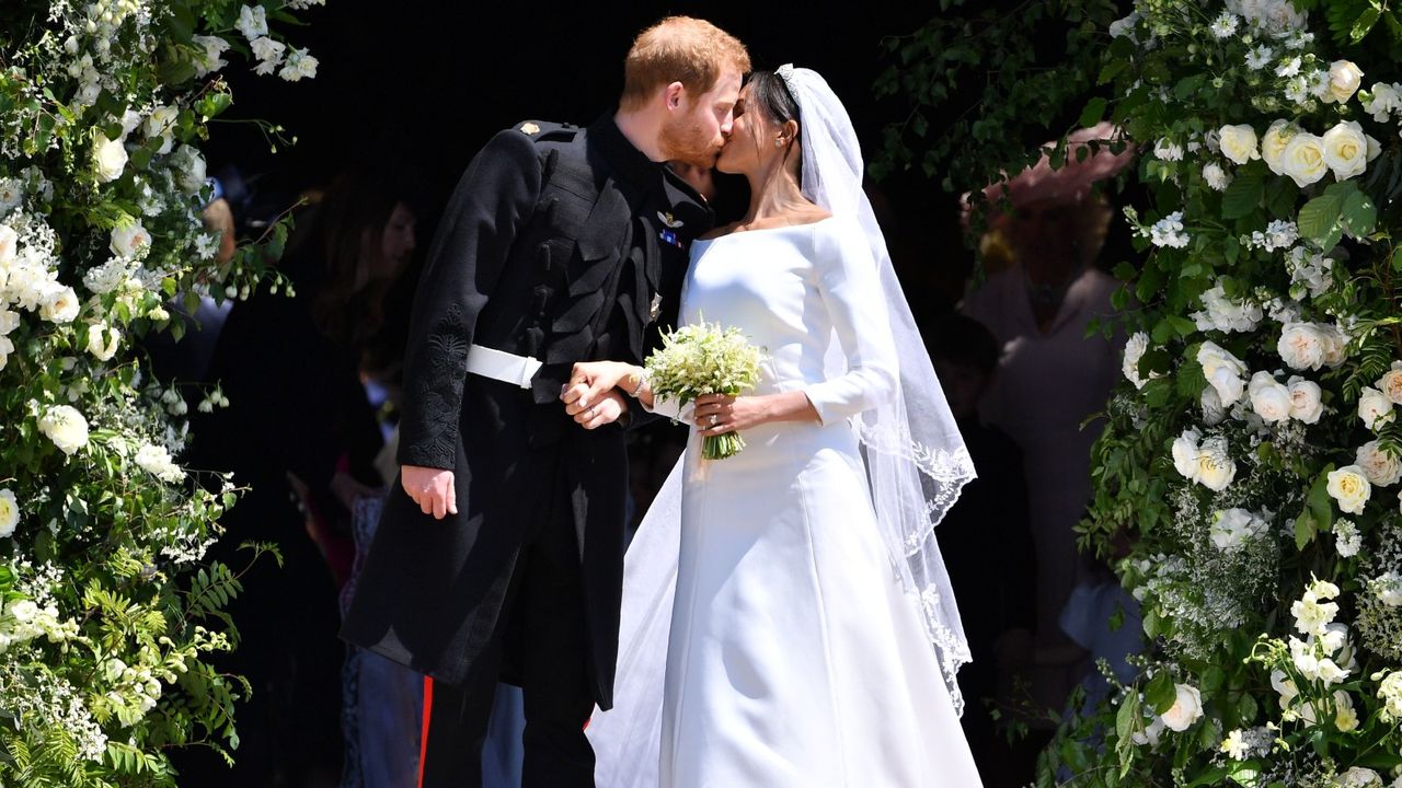 Prince Harry and Meghan Markle on their wedding day