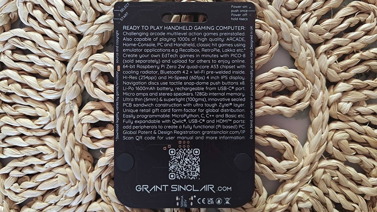 Back view of Gamercard with back blurb text and QR code in view.