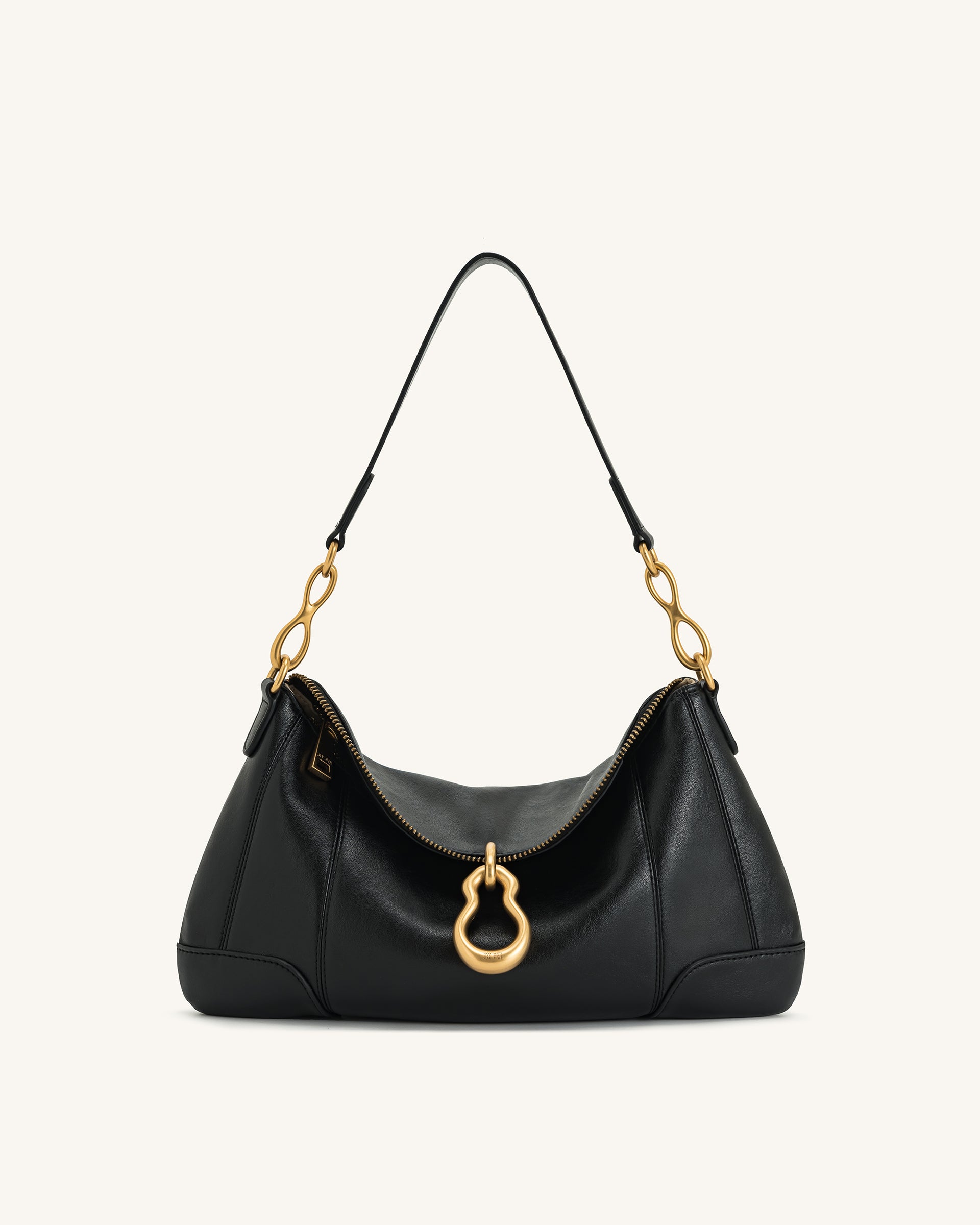 Jayla Metal Pendant Embellished Shoulder Bag - Black