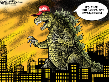 Political Cartoon U.S. Trump Capitol riot impeachment