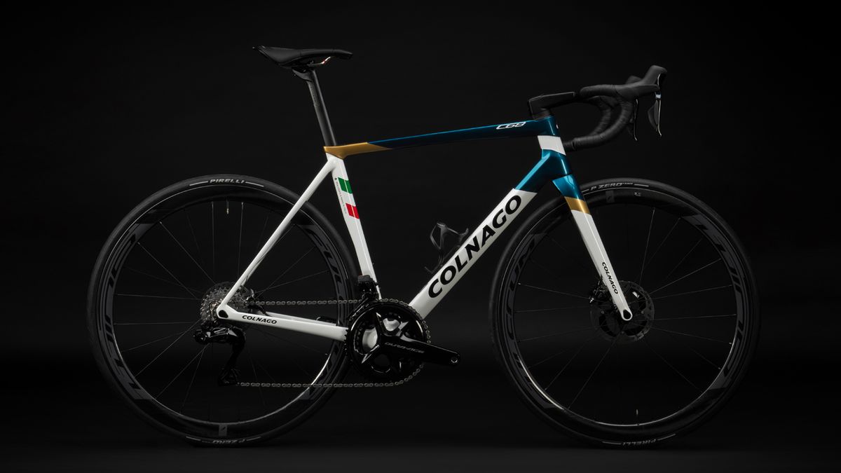 A Colnago C68 on a black background