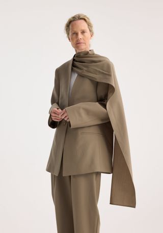 Sculptural Foulard Blazer | Khaki