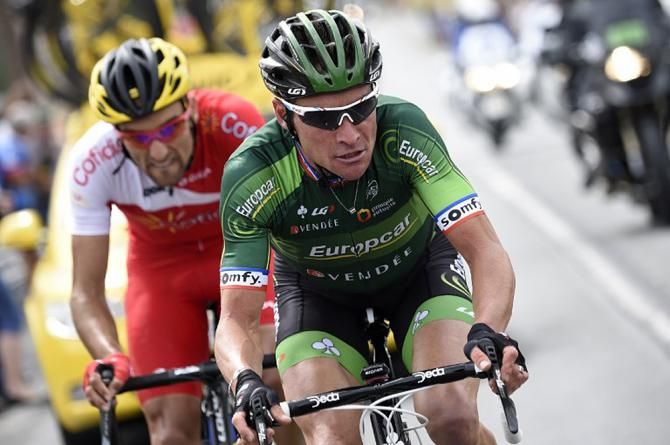 Cofidis, Solutions Credtis' Luis Angel Mate Mardones and Europcar's Thomas Voeckler ride in a breakaway