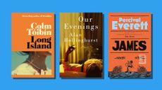 Book covers of Long Island, Our Evenings, and James