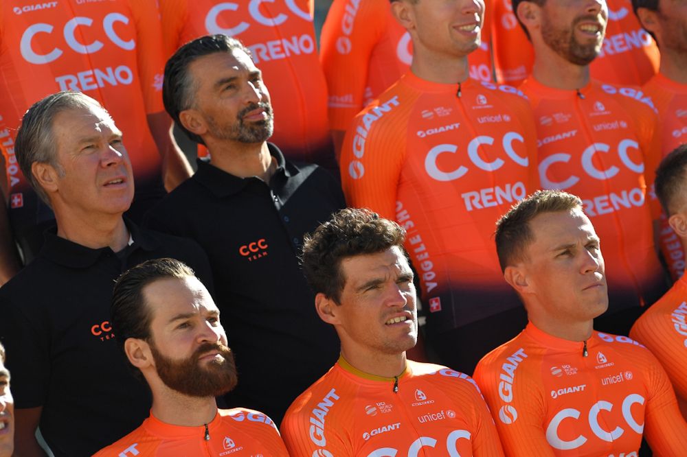 Jim Ochowicz and CCC team sports director Fabio Baldato