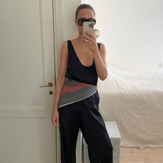 @johannapiispa wearing silk bias-cut pants