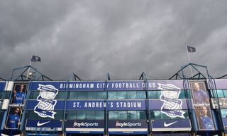 A general view outside the ground before the Barclays FA Women's Super League match between Birmingham City Women and Leicester City Women at St Andrew's Trillion Trophy Stadium on February 06, 2022 in Birmingham, England.