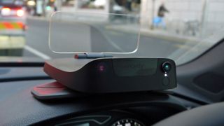 The Navdy box and heads-up display sits on your car's dash – a magnetic mount makes it quick and easy to remove