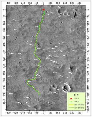 This image shows a driving map released Nov. 8, 2021 for China's Zhurong rover on Mars as part of the Tianwen-1 mission.