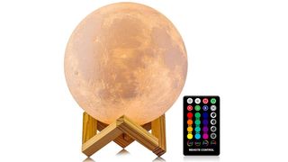 Logrotate Moon Lamp on a white background