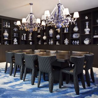 dining room with black dining table