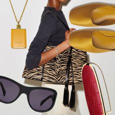 A collage of beauty products and fashion items on Who What Wear associate beauty editor Alyssa Brascia's fall wish list. 