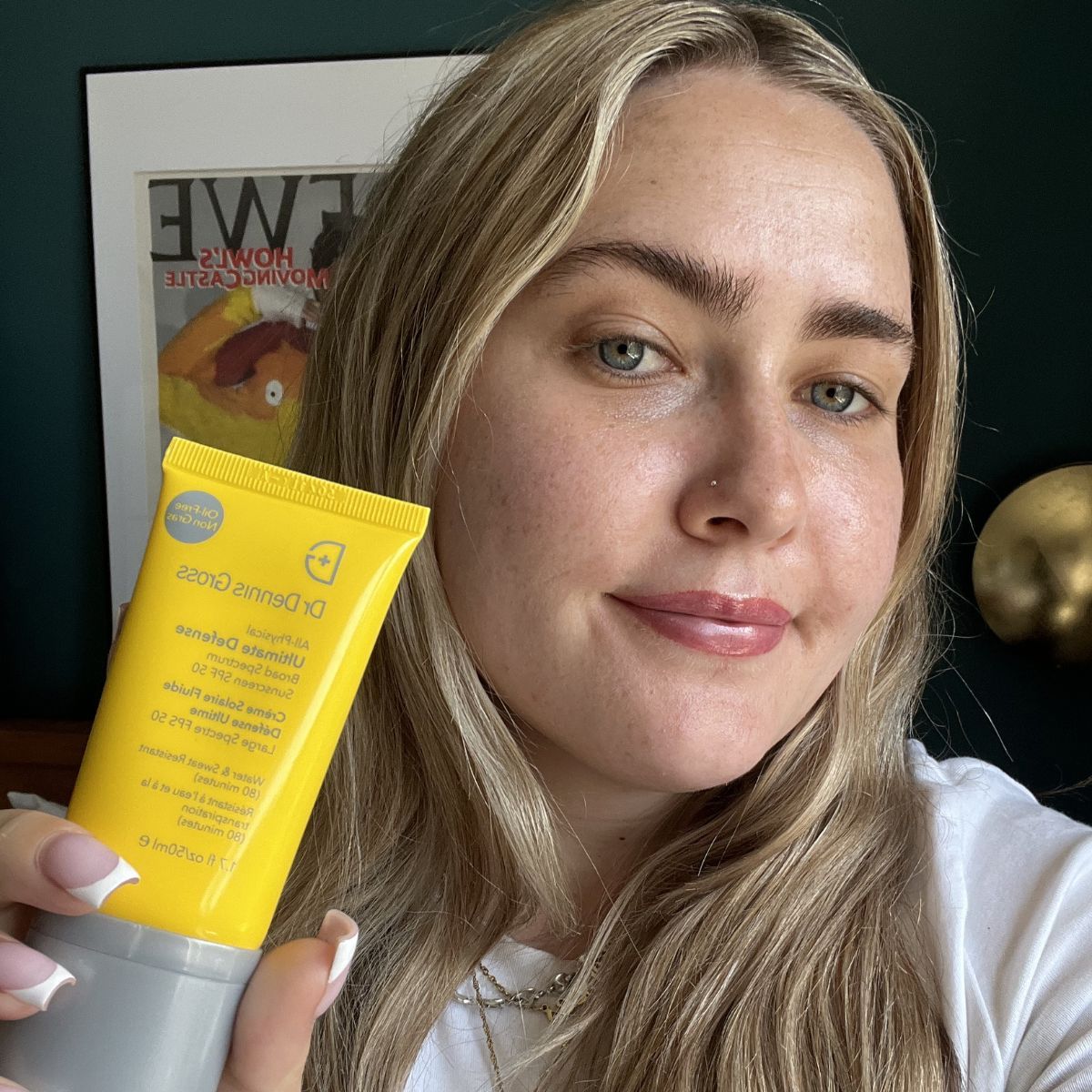 Amelia wearing Dr. Dennis Gross All Physical Ultimate Defense SPF 50