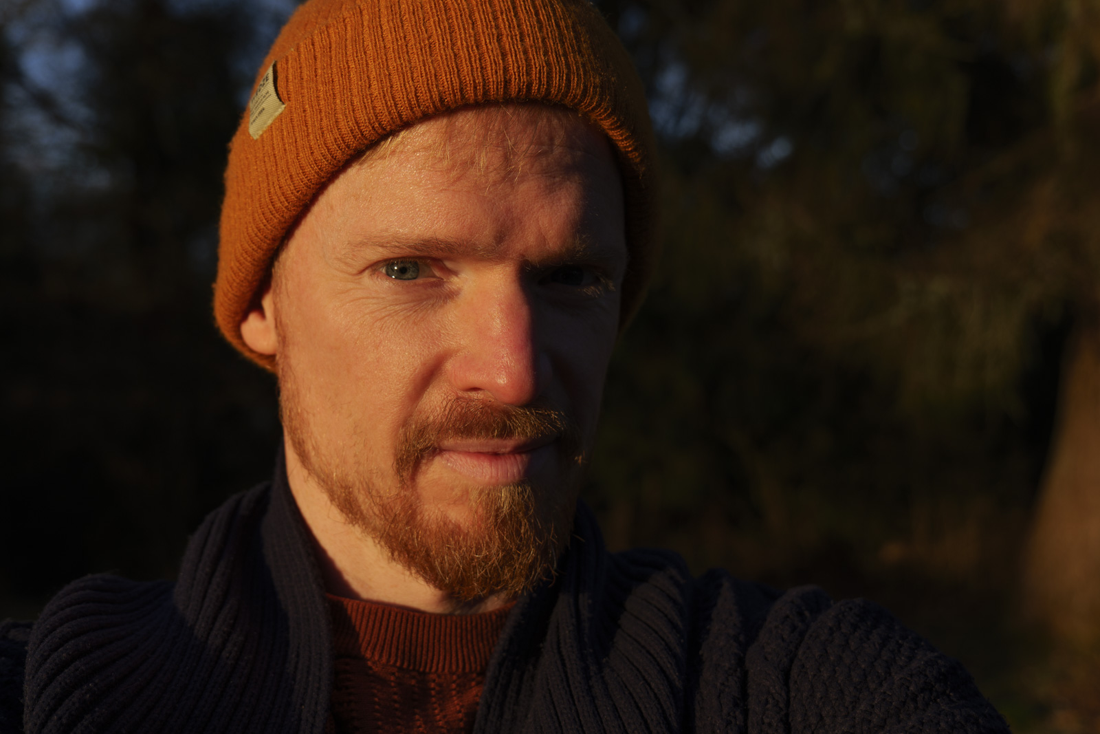 Selfie Picture taken with Panasonic S5 II of man in golden hour light