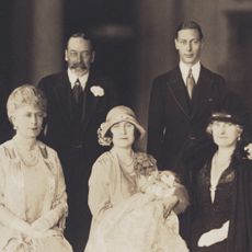 Queen Elizabeth with her parents and grandparents at her christening