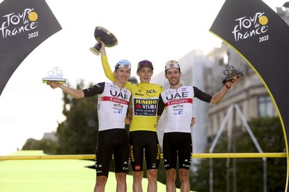 The 2023 podium at the Tour de France