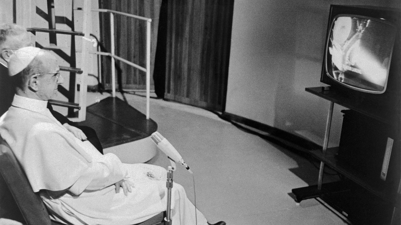 Pope Paul VI watched the moon landing from his summer villa.