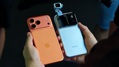 Honor Robot Phone hands-on versus iPhone 17 Pro Max