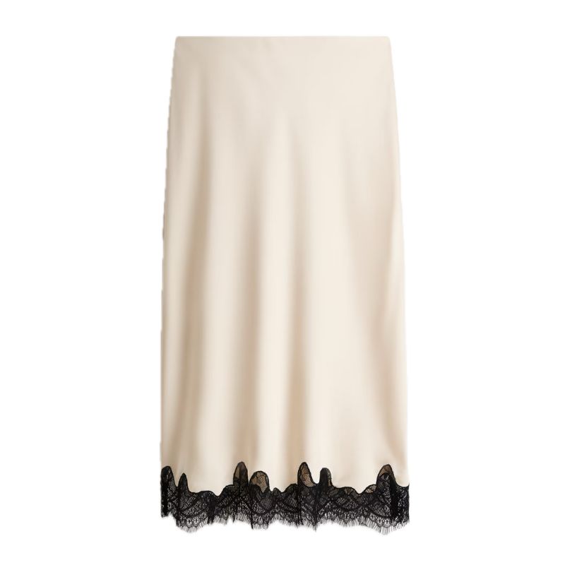 H&amp;amp;M, Lace-trimmed Slip Skirt