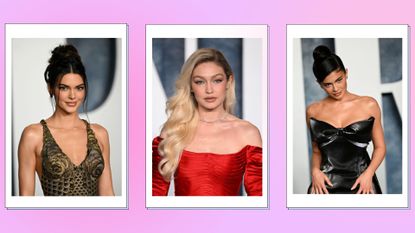 gigi hadid, kylie jenner and kendall jenner vanity fair oscars after=party headshots