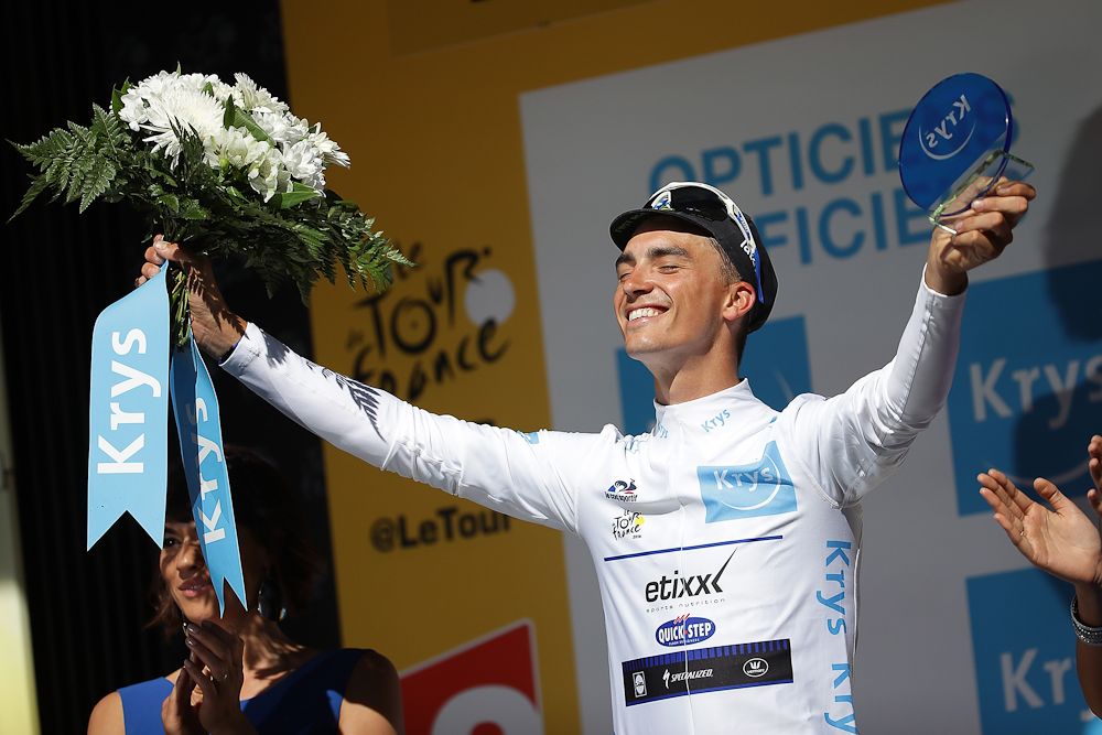 Stage 5 Best Young Rider Julian Alaphilippe enjoys the moment.