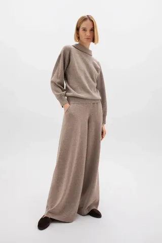 Wide Leg Cashmere Trousers