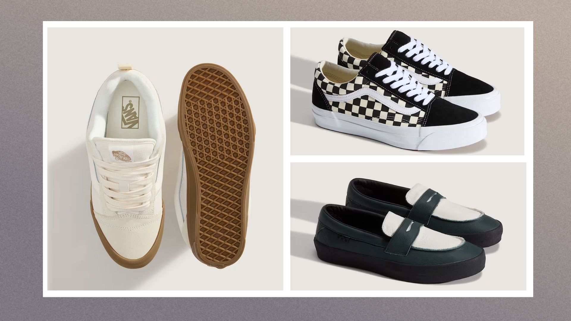 A picture of three pairs of Vans sliced together 
