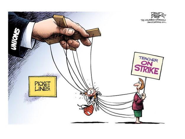 Editorial cartoon teacher union education