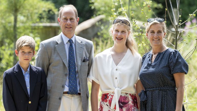 bristol, england july 23 prince edward, earl of wessex and sophie, countess of wessex with james viscount severn and lady louise windsor during a visit to the wild place project at bristol zoo on july 23, 2019 in bristol, england photo by mark cuthbertuk press via getty images