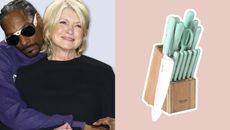 Martha Stewart and Snoop Dogg with set of kitchen knives