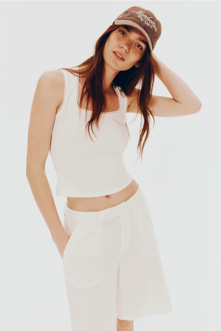 Knee-Length Linen-Blend Shorts