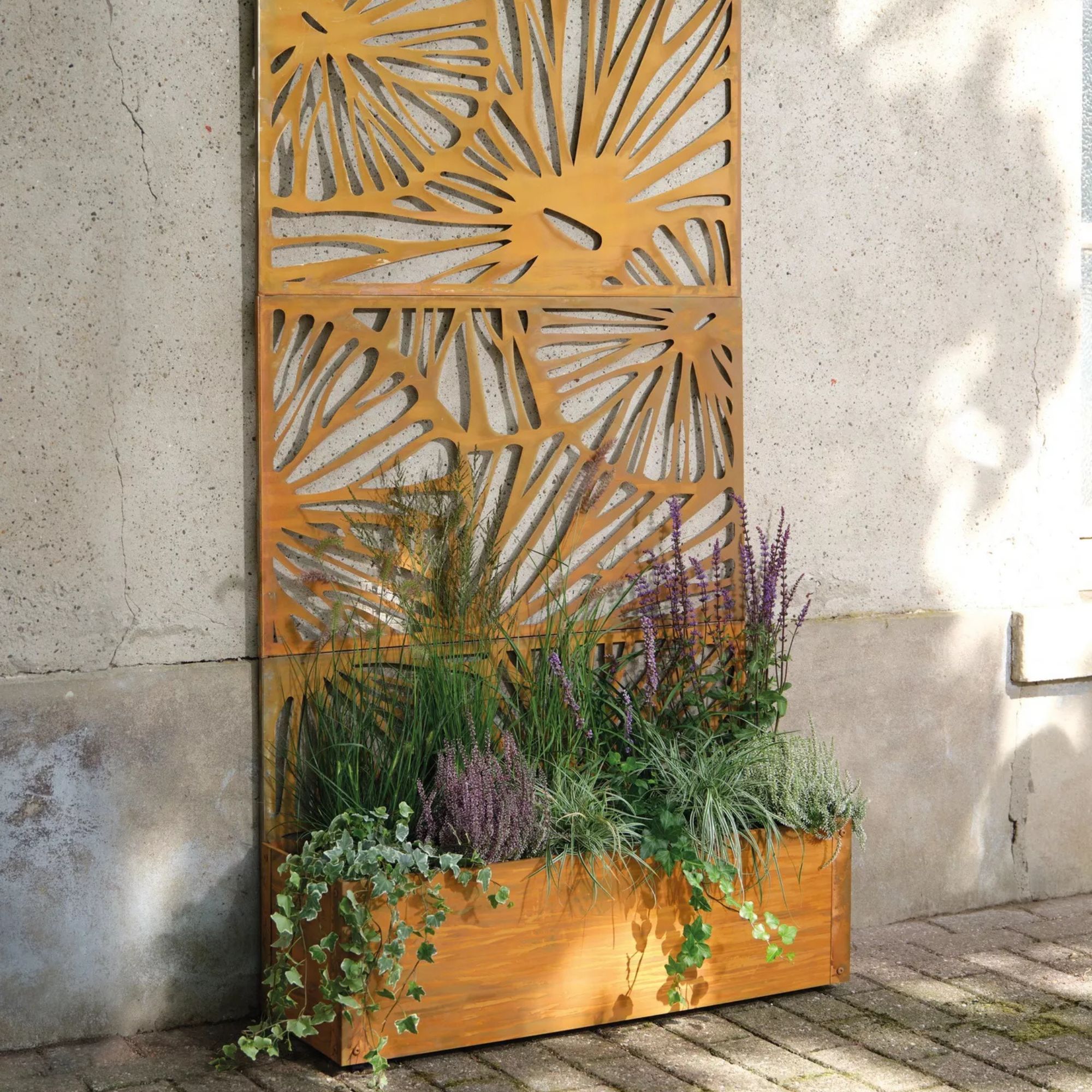 Kaemingk, Large Decorative Floral Planter Screen in Rust