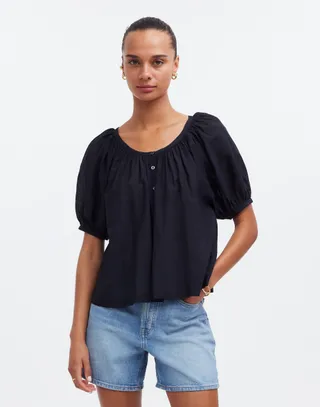 Puff-Sleeve A-Line Top