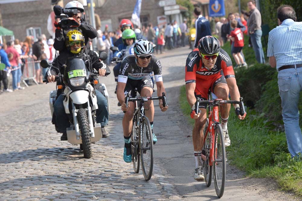 Yves Lampaert (Etixx-Quick-Step) and Greg Van Avermaet (BMC)