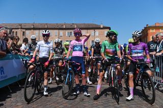 Riders wearing the special classification jerseys at the Giro d'Italia Donne 2022