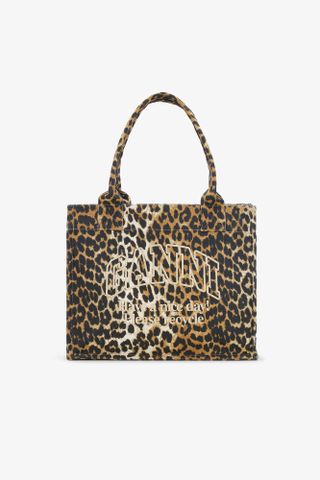 Leopard-Print Canvas Tote Bag