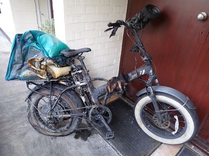 An e-bike after a fire