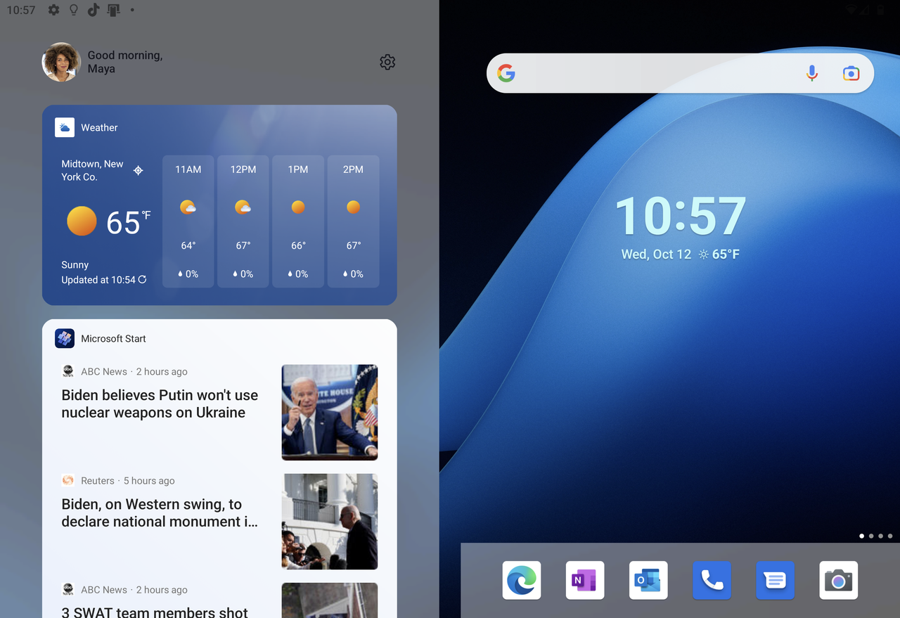 Surface Duo Android 12L screenshots