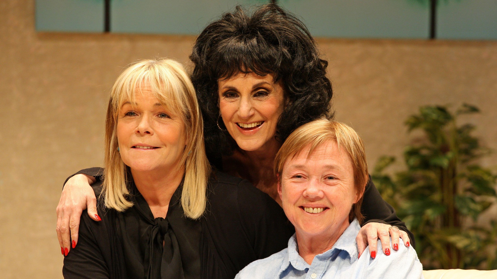 Linda Robson, Lesley Joseph and Pauline Quirke at the photocall for the Birds of a Feather stage show at the New Victoria Theatre in Woking, Surrey