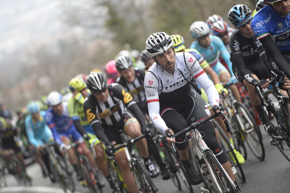 Fabian Cancellara at the head of the peloton.