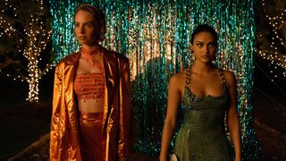 Drea and Eleanor prepare to attend a high school ball in Do Revenge on Netflix