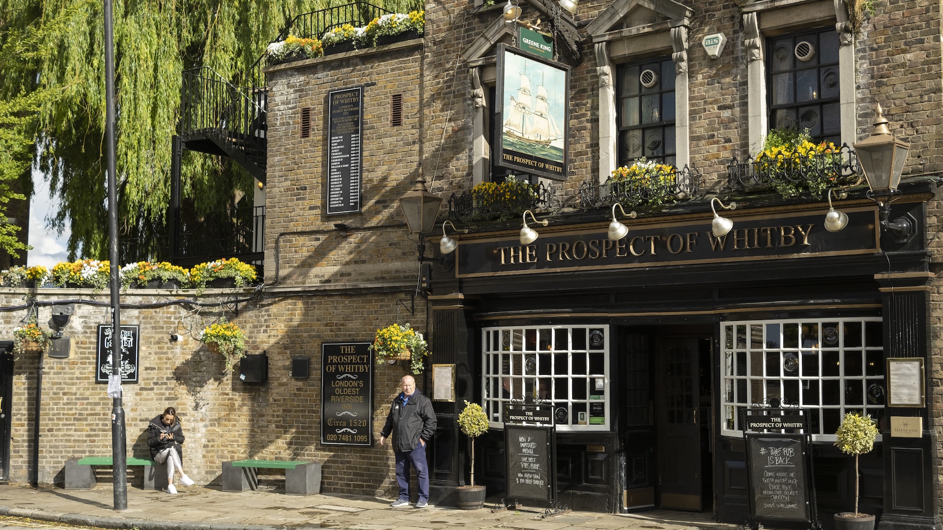 Prospect of Whitby Pub in Wapping on 24th May 2021 in London, United Kingdom. The Prospect Of Whitby is London's oldest riverside pub dating back to 1520, and has an illustrious history. (photo by Mike Kemp/In Pictures via Getty Images)