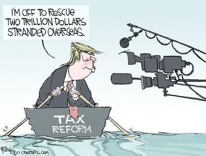Political cartoons U.S. economy tax reform Donald Trump Harvey