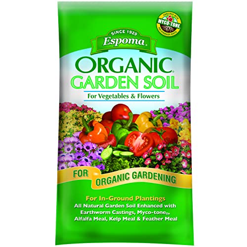 Espoma Organic Vegetable &amp;amp; Flower Garden Soil Natural and Organic in Ground Planting Mix. Use When Planting &amp;amp; Transplanting. for Organic Gardening. 1 Cubic Foot Bag - Two Pack
