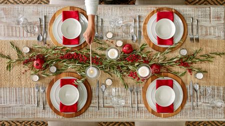 Overhead Christmas tablescape